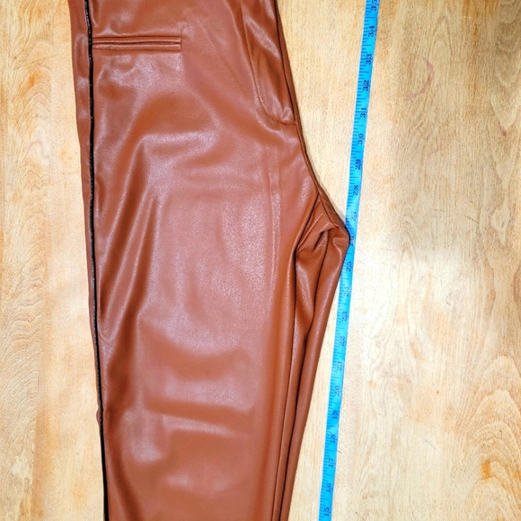 French leather w Suede interior finish straight legged trousers and black piping - Picture 2 of 5